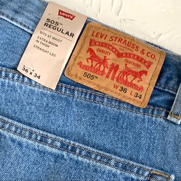 NWT Mens Levi's 505 Straight Leg Regular Fit Size 36 X 34 - Picture 6 of 7
